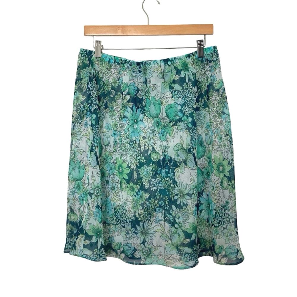 Vintage Sheer Teal Floral Fairy Midi Skirt